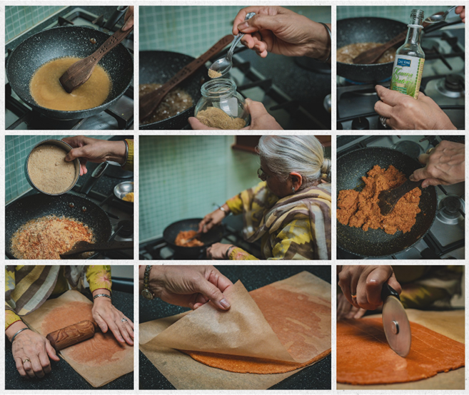 photo showing the stages of making Goji Berry Barfi and clicking on it will take you to the recipe